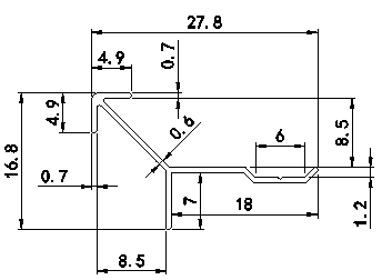 Aluminum alloy decortive trim   （8mm Outside Corner）